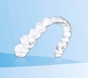 Angel Aligner clear trays on the patient’s teeth